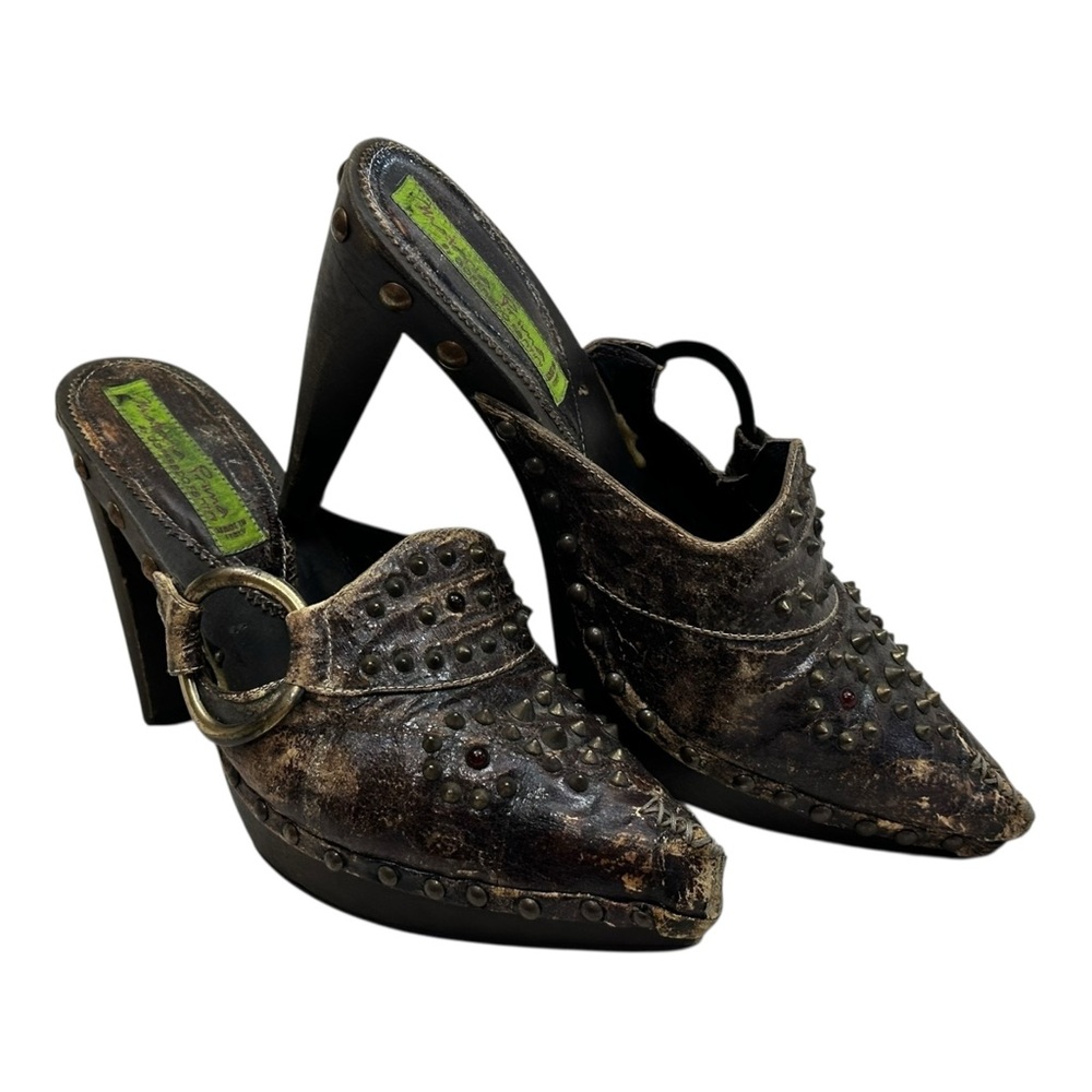 Materia Prima by Goffredo Fantini Distressed Studded Pointed Mule - Size 9/40